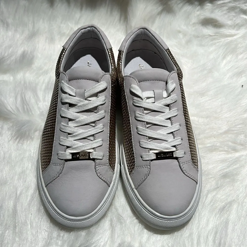 J/Slides Gold Hilton Leather Platform Sneaker. Size 7.5. B69 White - Image 4