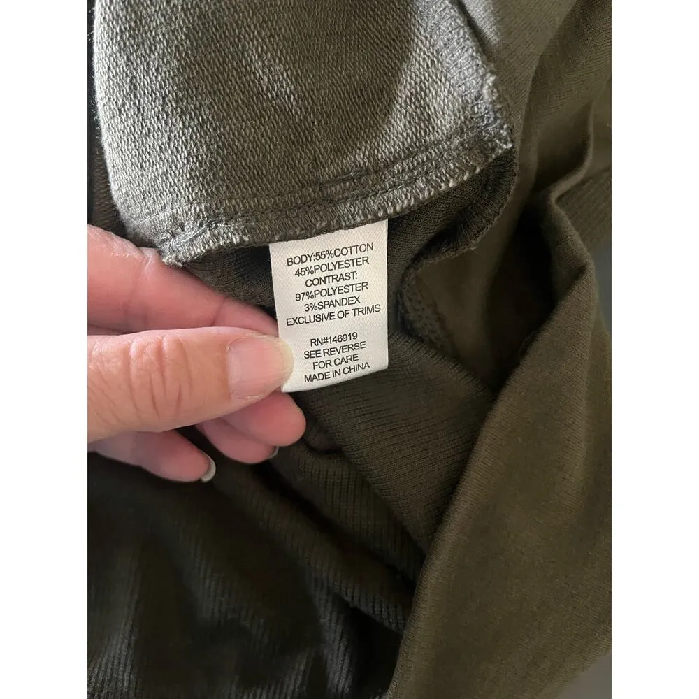 Jessica Simpson Women's Green Eyelet Sweatshirt Top Hooded  Long Sleeve Small - Image 8