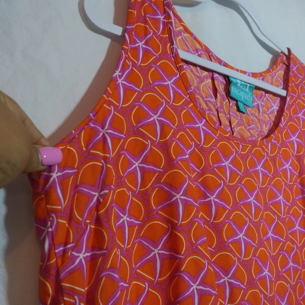 Espacada Orange Pink Novelty Starfish Tunic Tank Top Vacation Resort Size L - Image 3