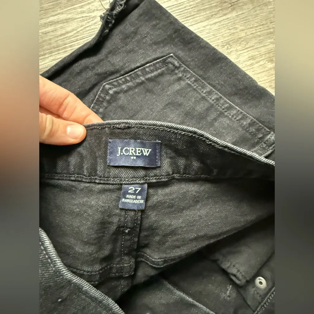 J. Crew Button Fly Denim Shorts Cotton High Rise Black Frayed Size 27 28 29 - Image 6