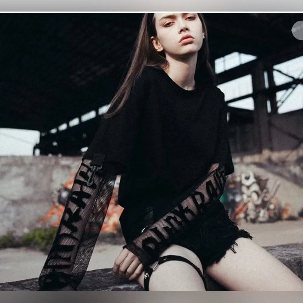 Punk rave letter couples top Black Size M - Image 2