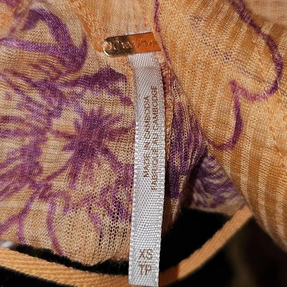 Free People Womens Coral One‎ Dance Shirt Top Blouse XS - Image 4