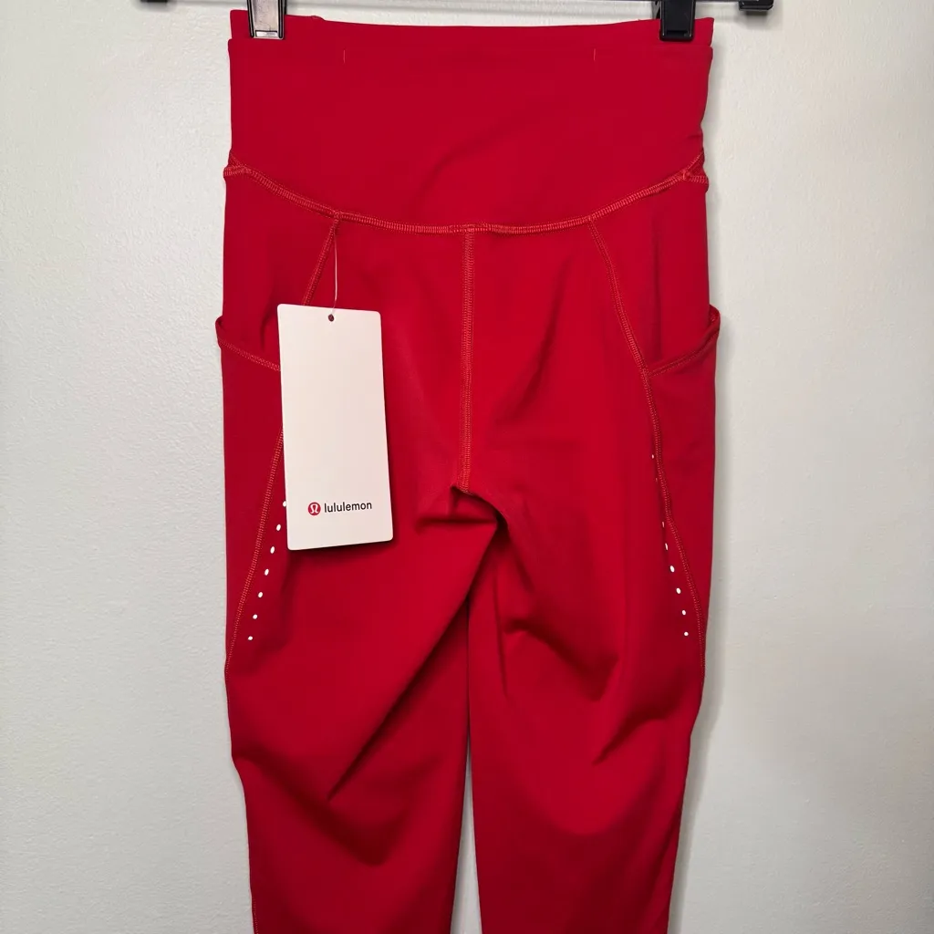Lululemon Fast & Free High Rise Tights Leggings Reflective Dark Red Size 2 NWT - Image 12