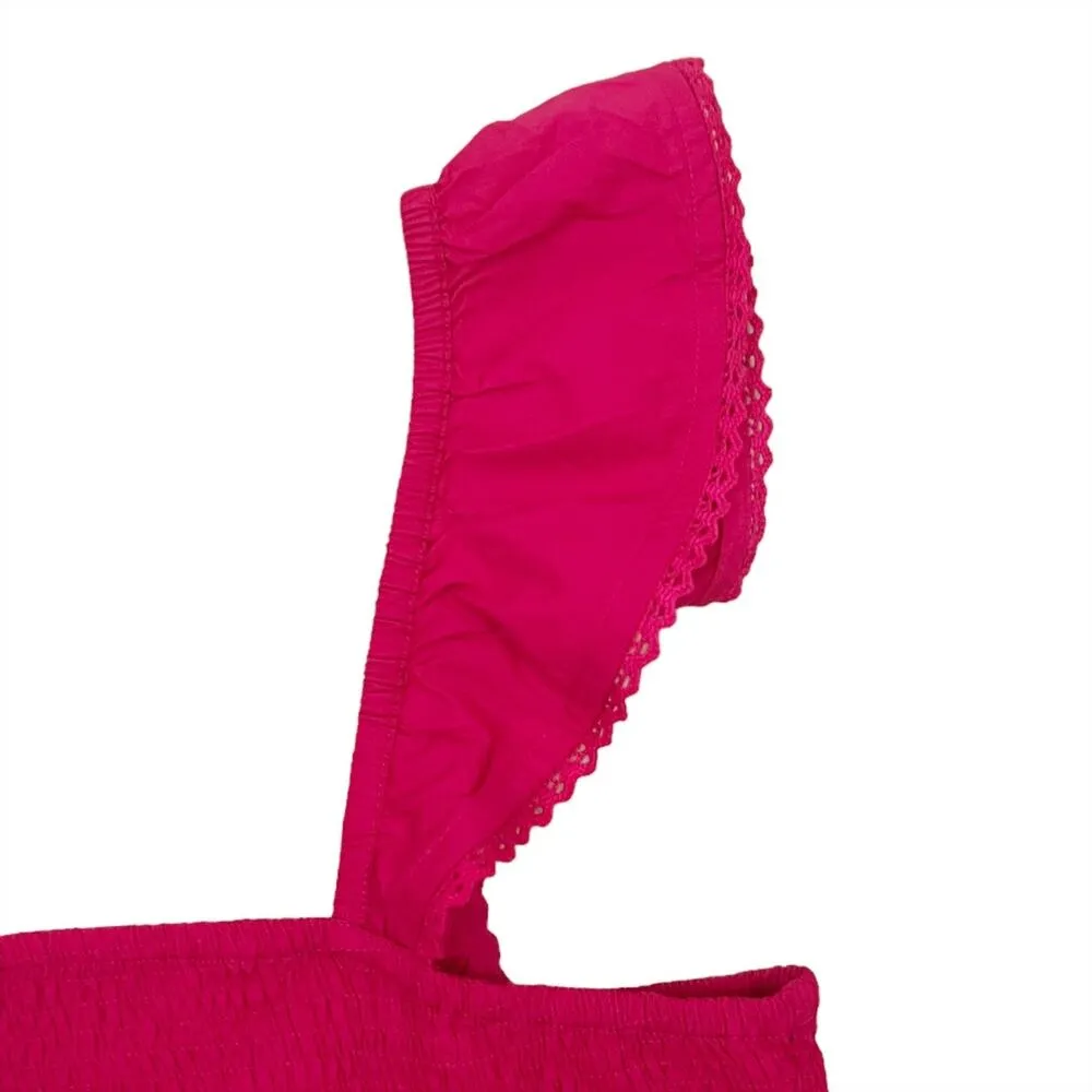 NWT Roller Rabbit Sleeveless Smocked Flutter Dove Top in Hot Pink Size Large - Image 4