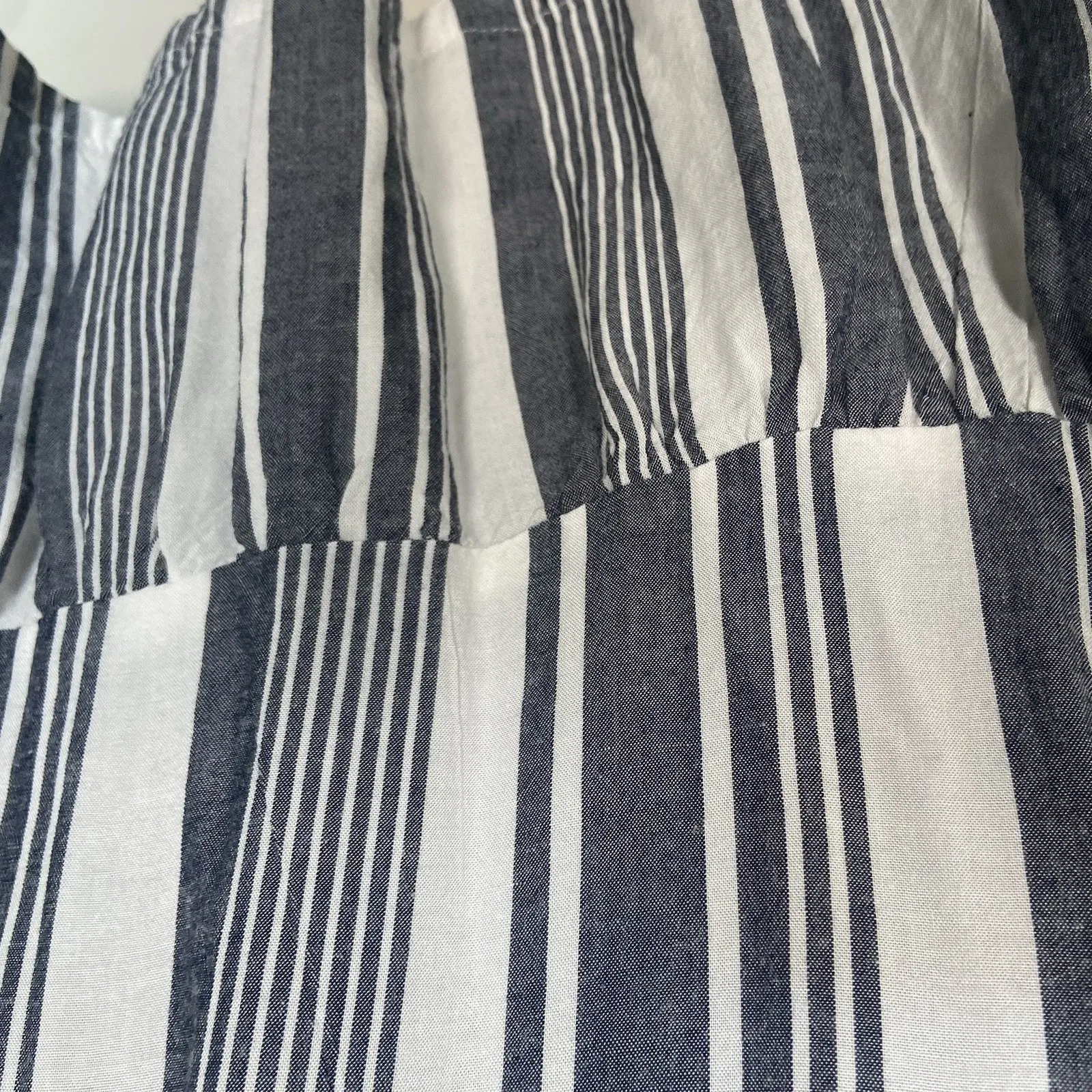 Surf Gypsy Blue White Stripe Off Shoulder Dress Sz M Nautical Boho Beach Resort - Image 7