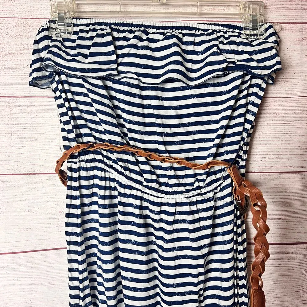 Trixxi Women's Maxi Flutter Stripe Print Top Long Length Dress Sz M - Image 3