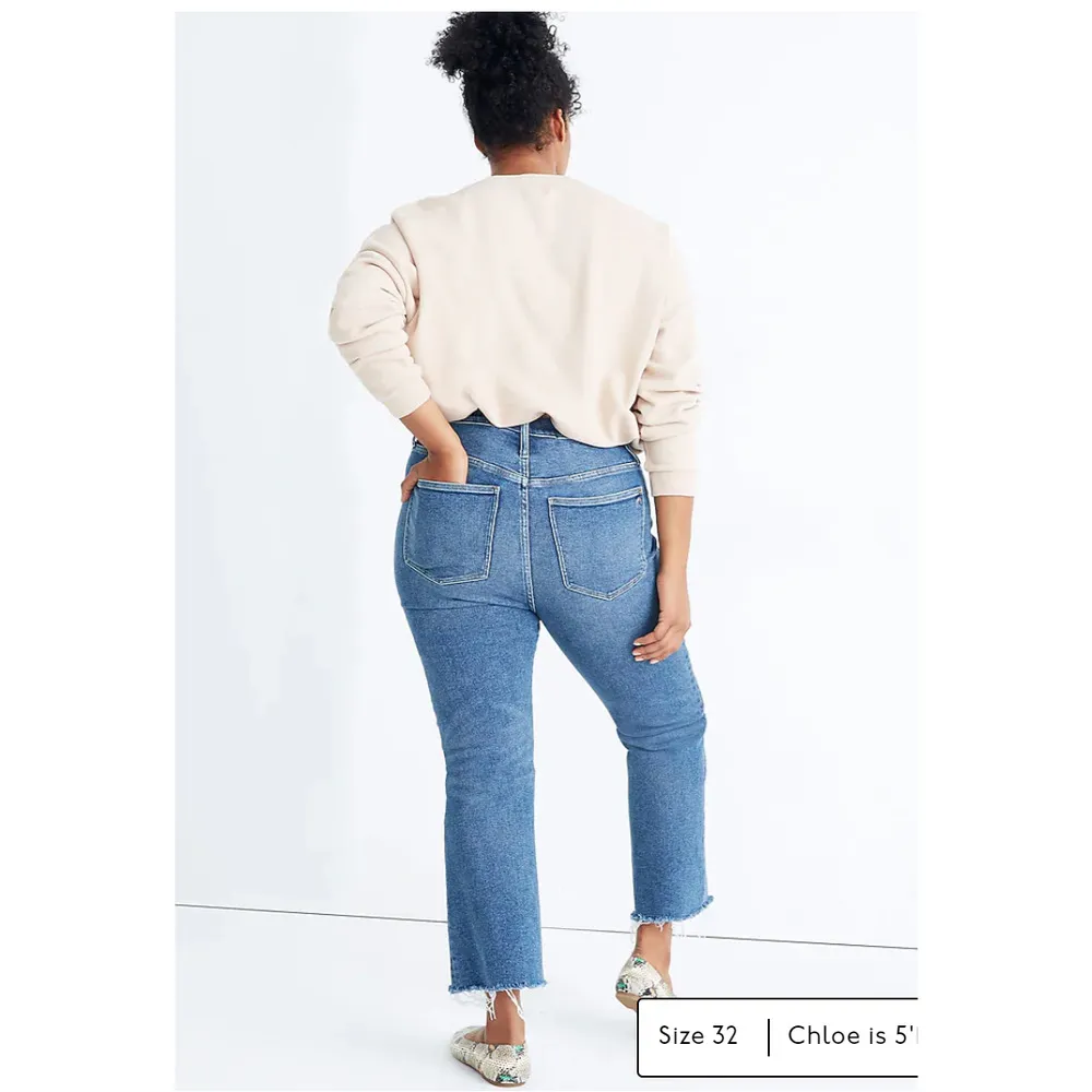 NWT Madewell Cali Denim-Boot Raw Hem Mid Wash Cropped Mini Flair Jeans Size 33 - Image 10