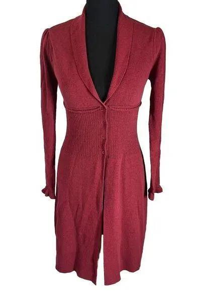 Vintage Max Edition Sz Small Cranberry Duster Cardigan W Buttons - Image 1