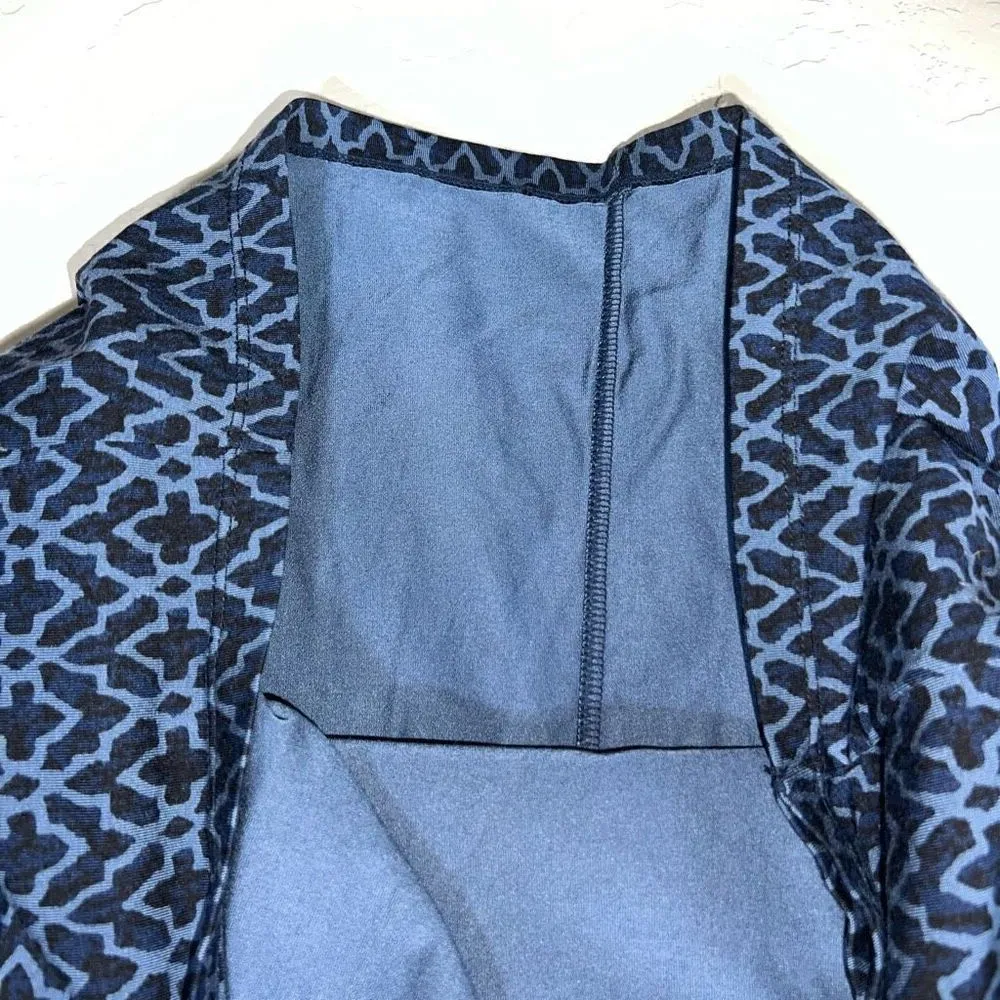 Athleta Seaside Foldover Faux Wrap Skirt Navy Geo Print Size Small Navy Blue - Image 8