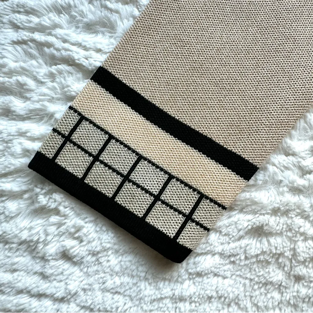 Exclusively Misook Zip Up Long Sleeve Cardigan Knit Acrylic Jacket S Beige Black - Image 6