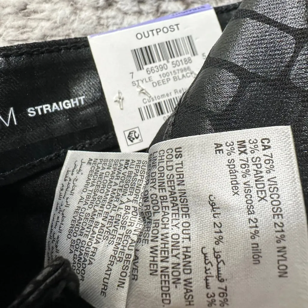 INC Denim Womens Straight Pants 18 Black Croc Faux Leather‎ Textured Y2K NWT Size XL - Image 7