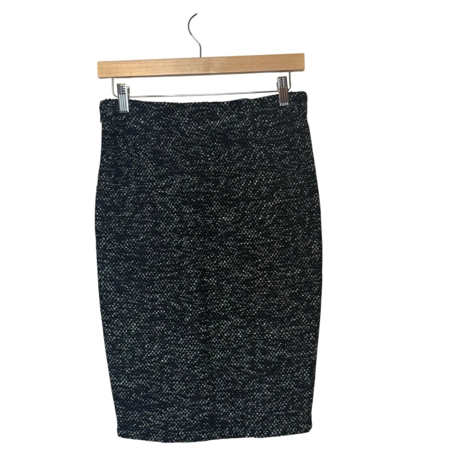 Emporio Armani Black White Tweed Pencil Wrap Skirt Size 42 US 6 Quiet Luxury - Image 3