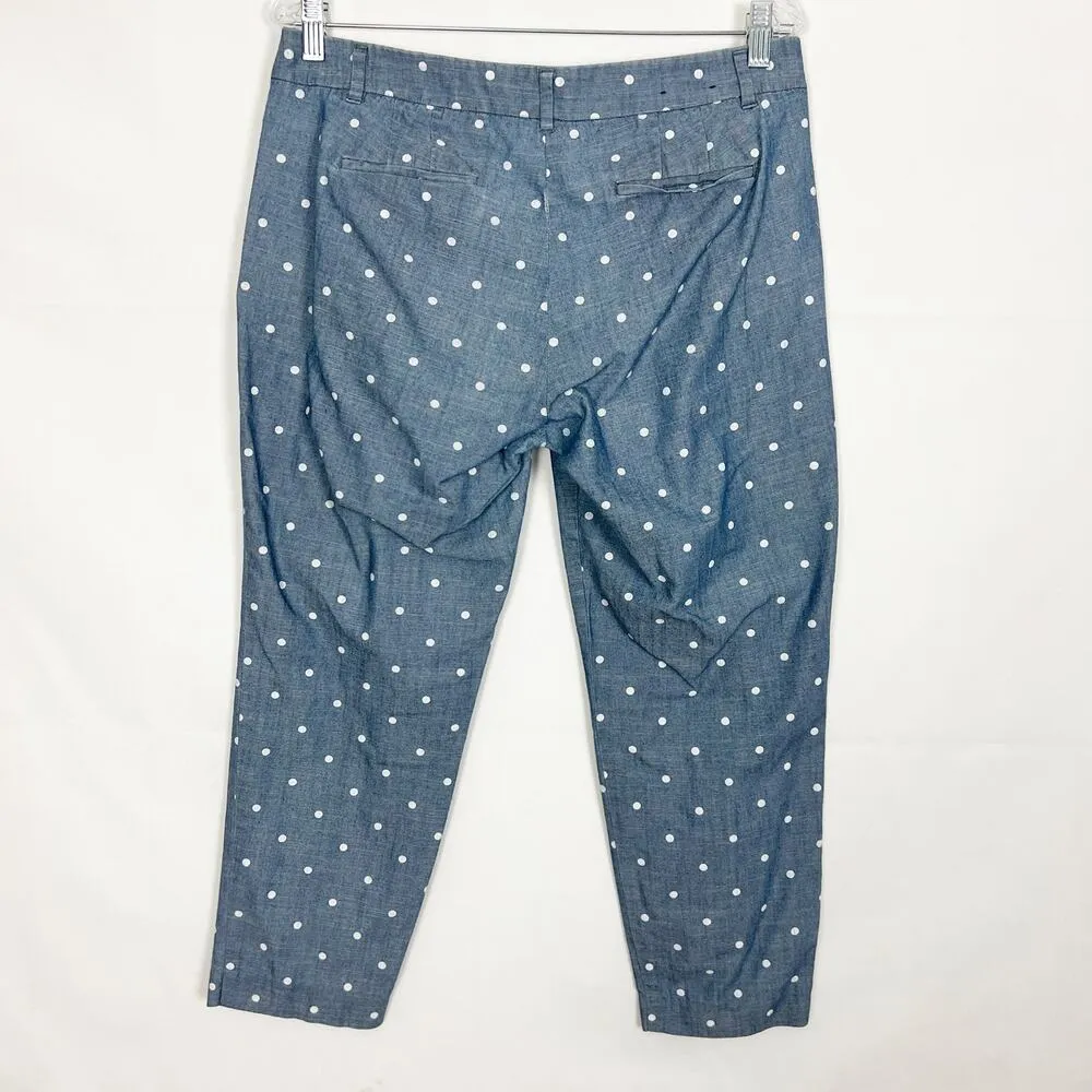 J. Crew Pants Womens 8 Polka Dot Ankle 100% Cotton Beachy Coastal Casual Preppy - Image 5