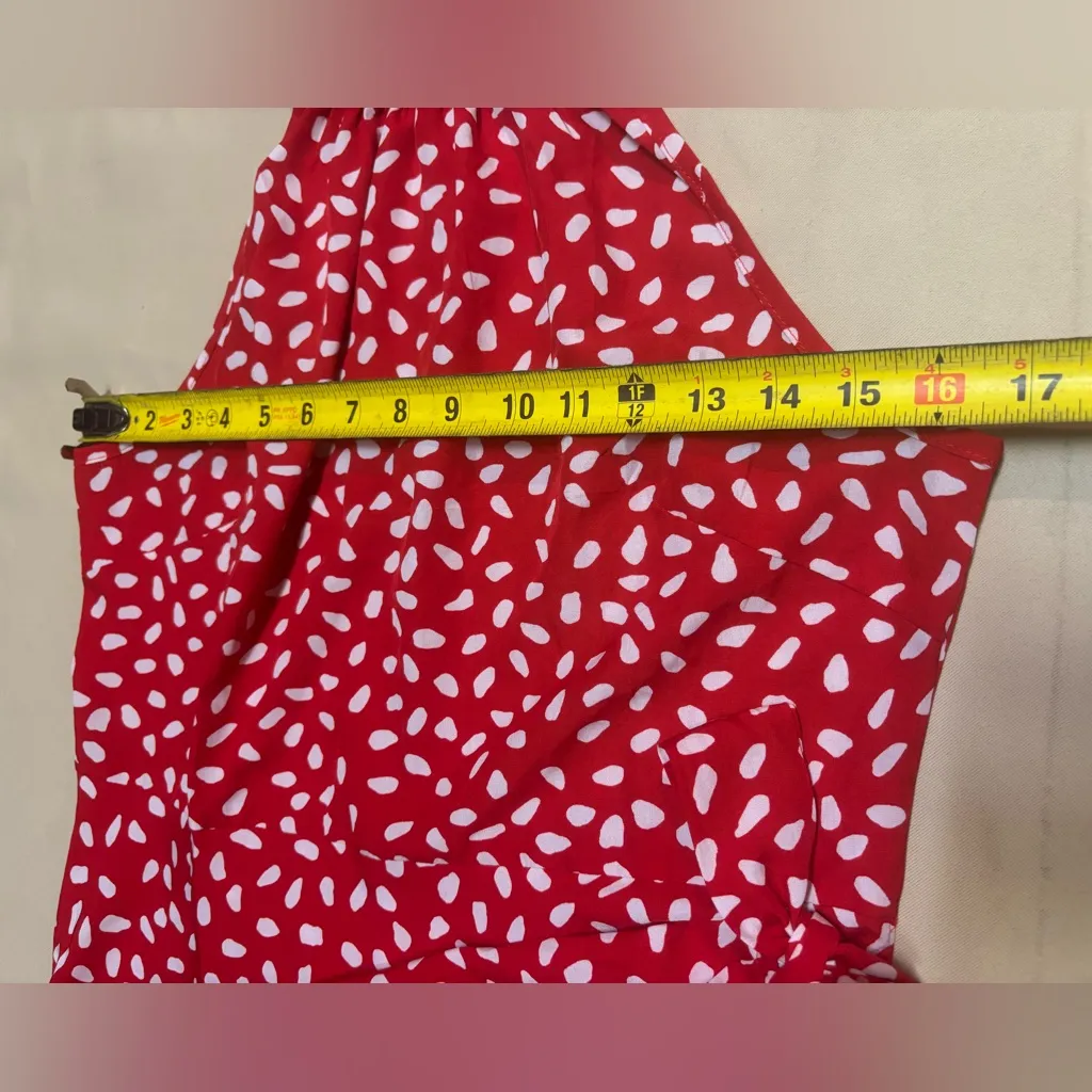 Woman’s Halter Dress Red & White Print Size Large Lightweight Summer Vacation - Image 6