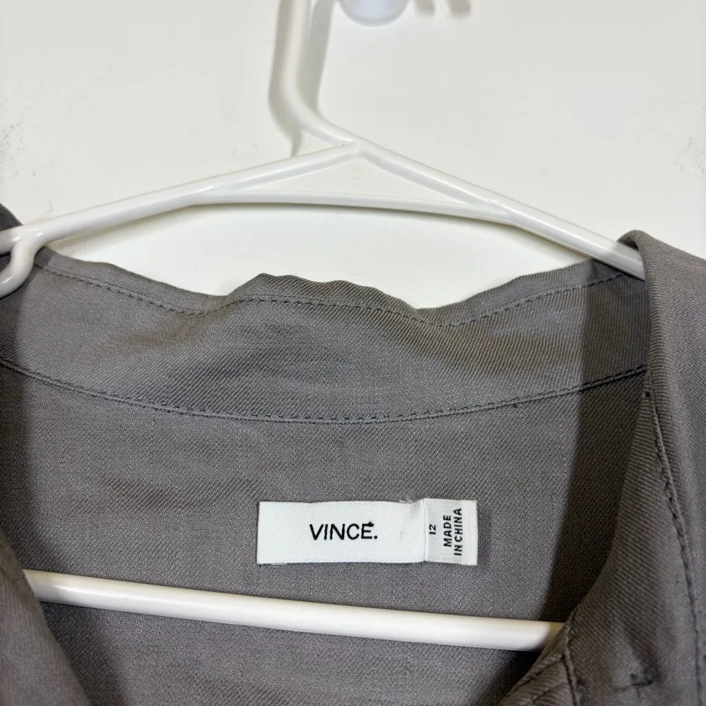 Vince Linen Blend Gray Utility Cargo Romper Size 12 - Image 10