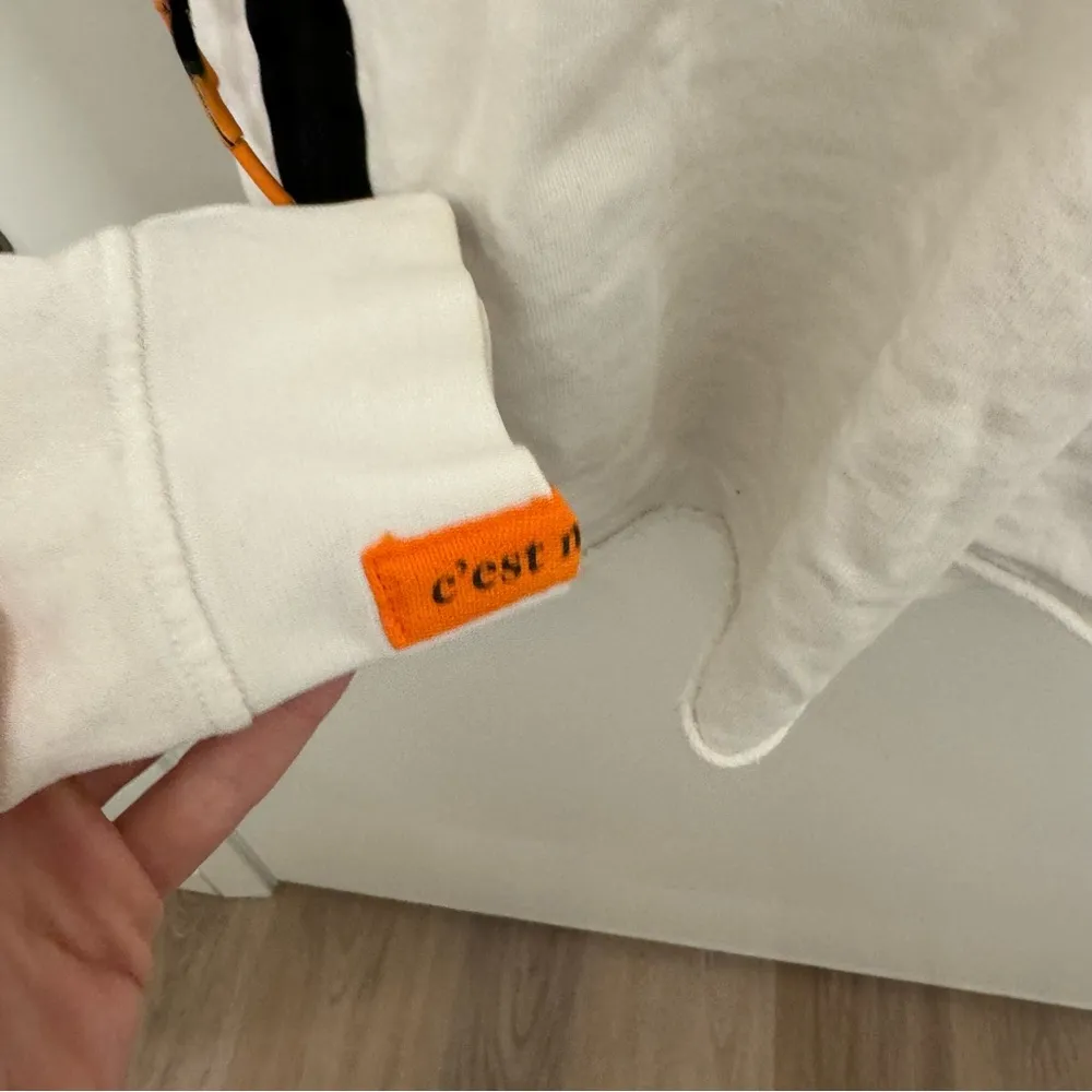 C'est Normal White Hoodie Sweatshirt Size L - Image 3