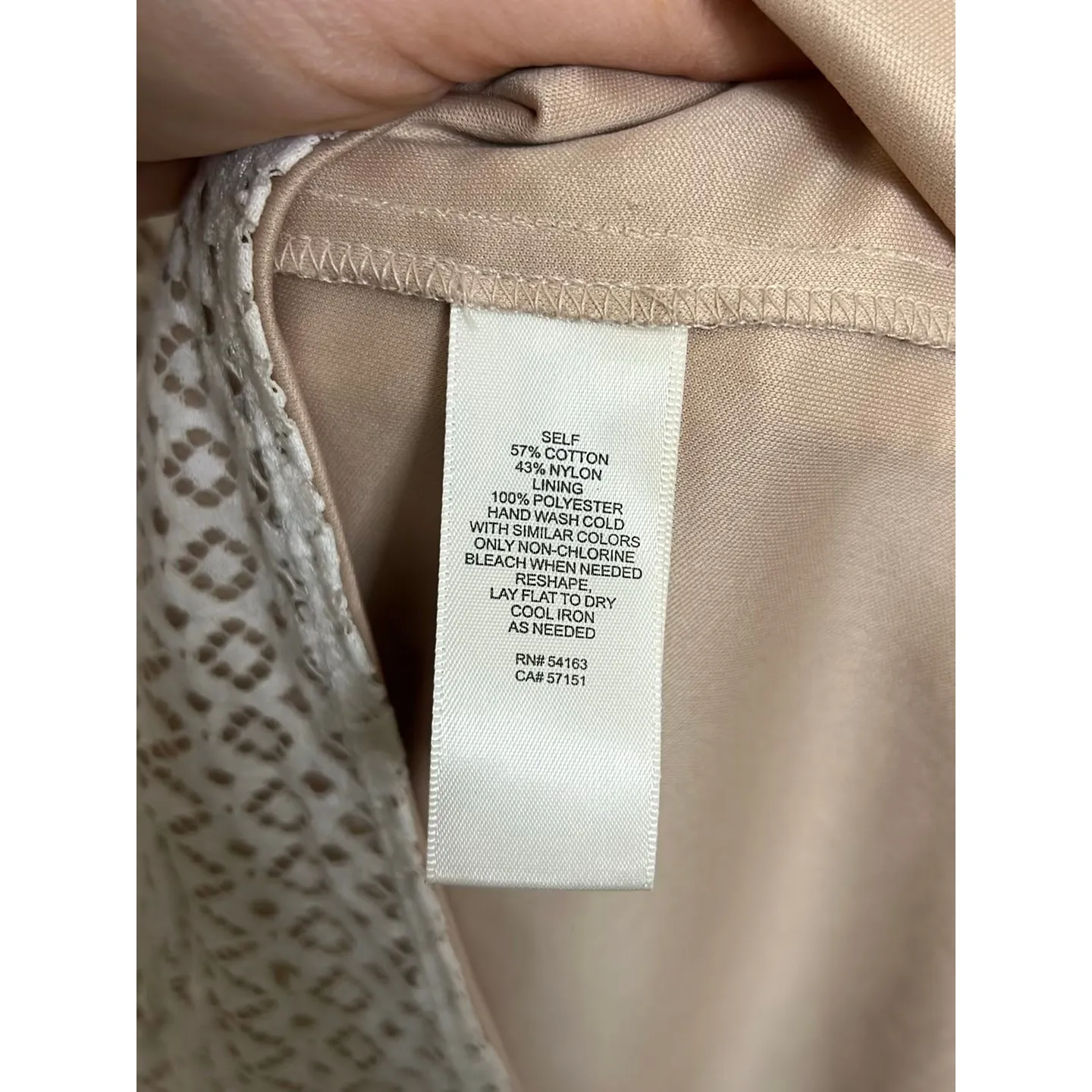 Eliza J Mini Dress Womens 6 White Nude Geometric Lace Bell Sleeve Sheath - Image 4