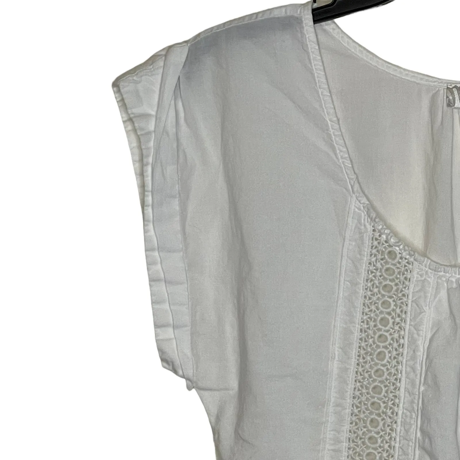 Miss Me Top Size Small White With Lace 100% Cotton Womens‎ Blouse Shirt - Image 3