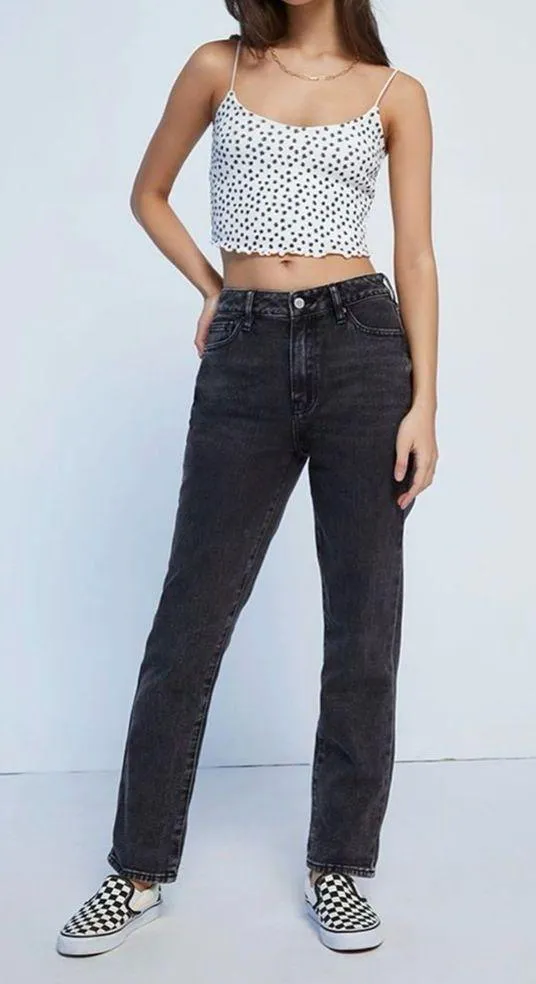 Black Mom Fit High Waist Jeans - Image 2