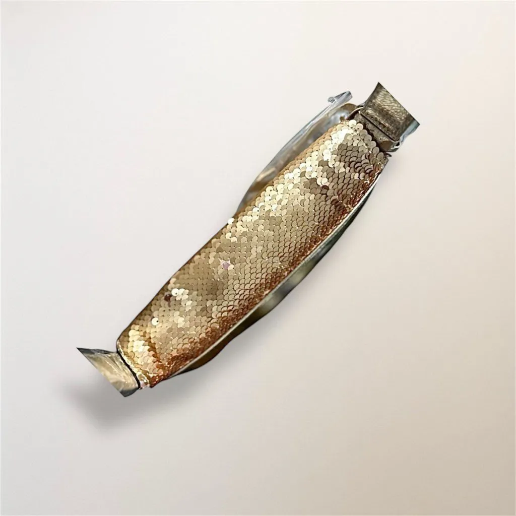 New Nicole Miller Gold Sequin‎ Shoulder Bag Clutch Evening Purse Holiday Party - Image 9