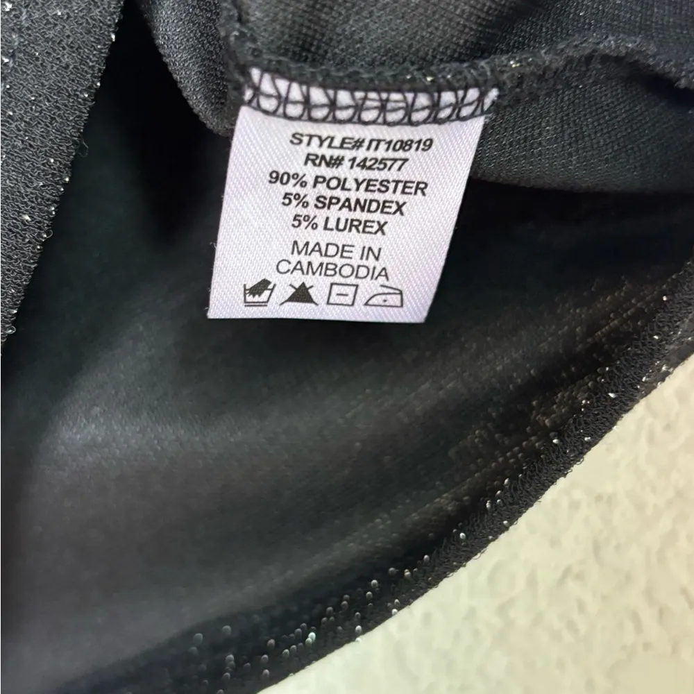 NWT Iris Metallic Glitter Rainbow Stripe Strap Black Cropped Tank Top M - Image 5