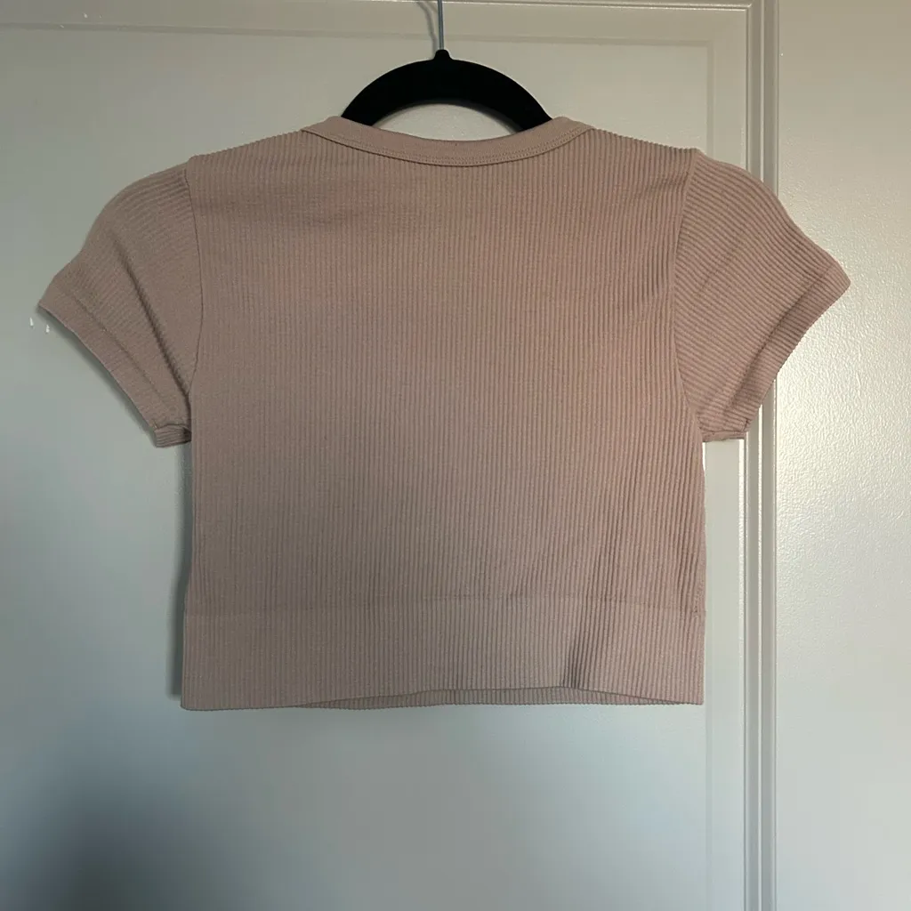 Garage  Women's Beige Ribbed Crop Top - Image 3