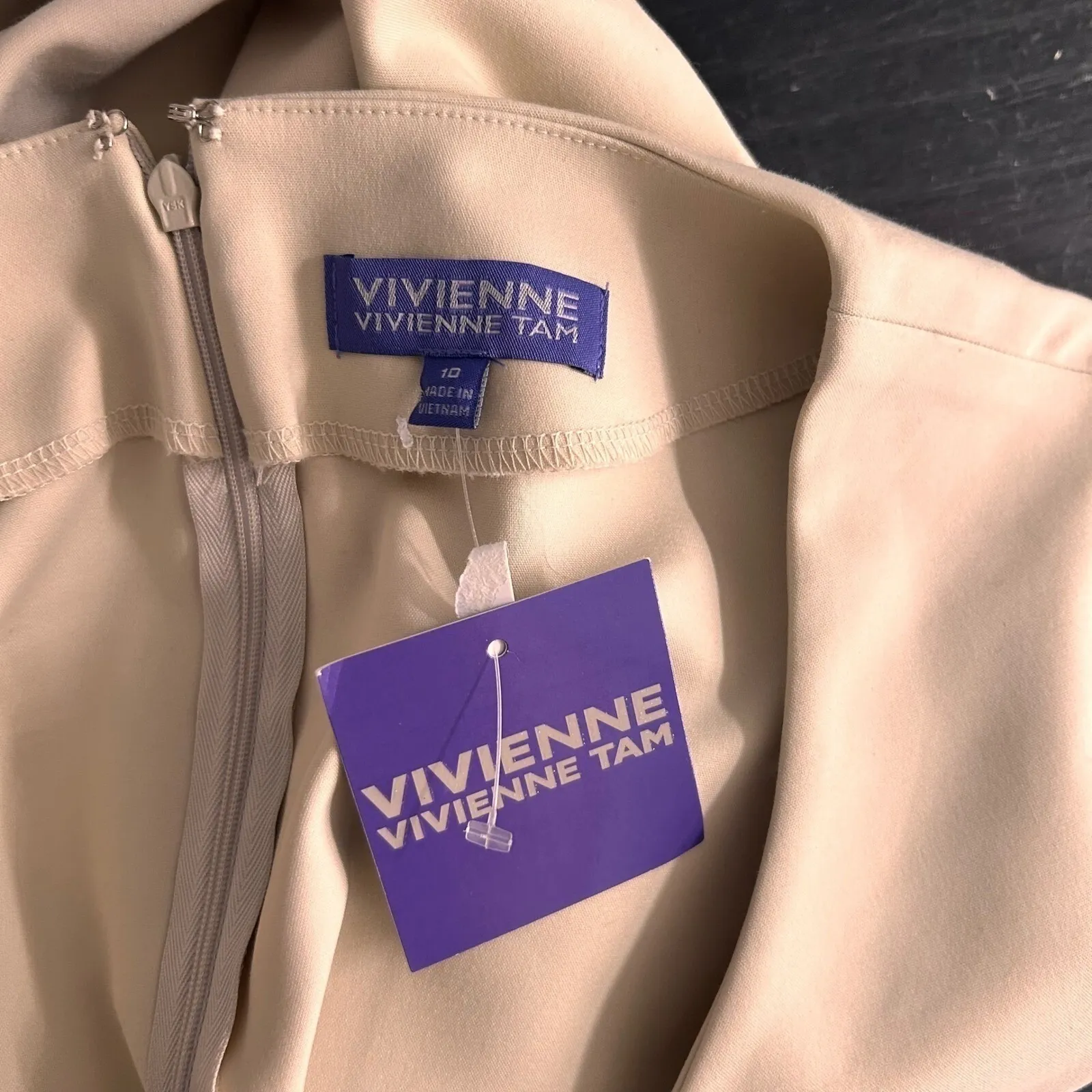 Vivienne‎ Tam Sheath Tan Dress 10 - Image 8