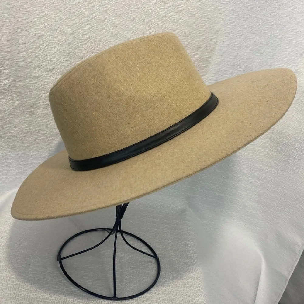 Forever 21 Tan Wool-blend Cowboy Hat with black band women sz S/M 56 cm - Image 3