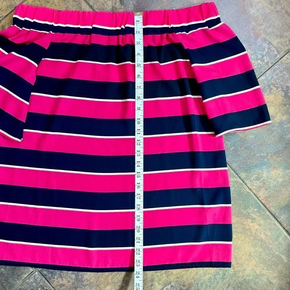 Vine & Love  Color Block Stripe Off The Shoulder Blouse Medium - Image 4