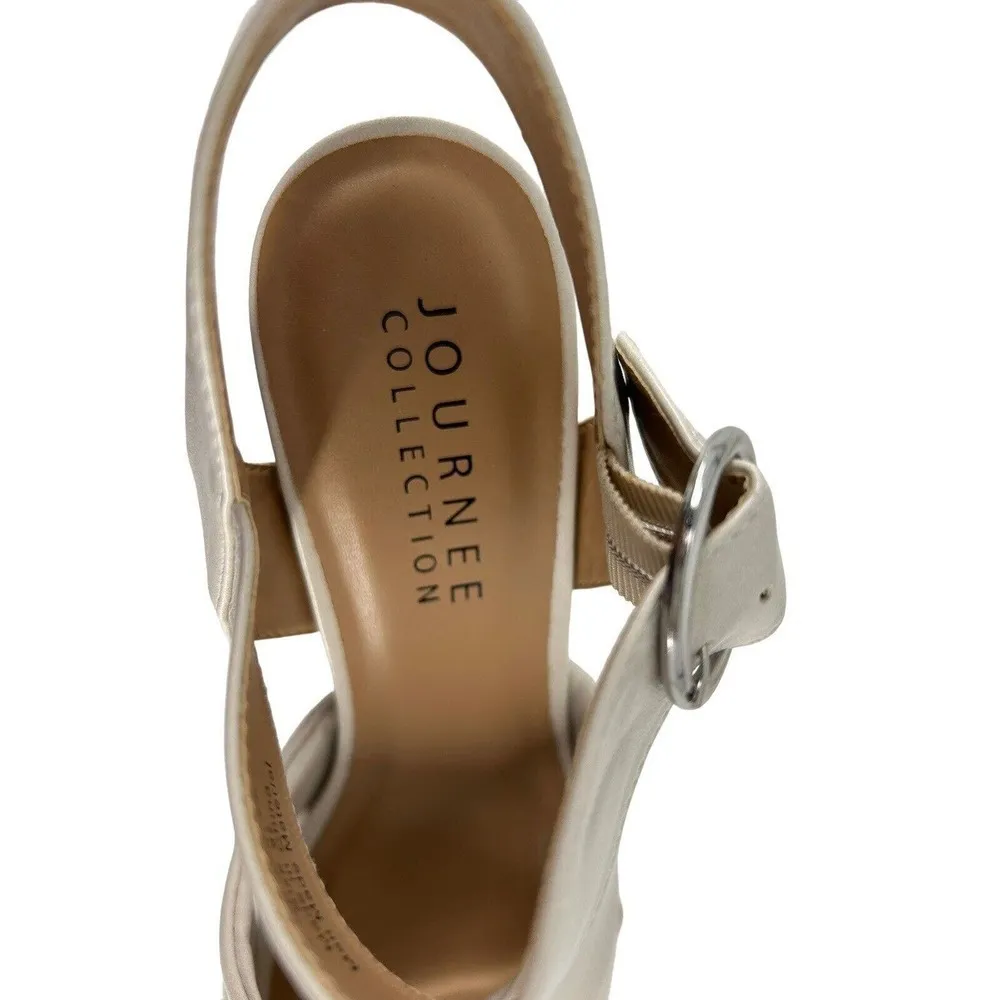 Journee Collection Womens Akeely Foam Mid Heel Platform Sandals Sz 9.5 Note Flaw - Image 10
