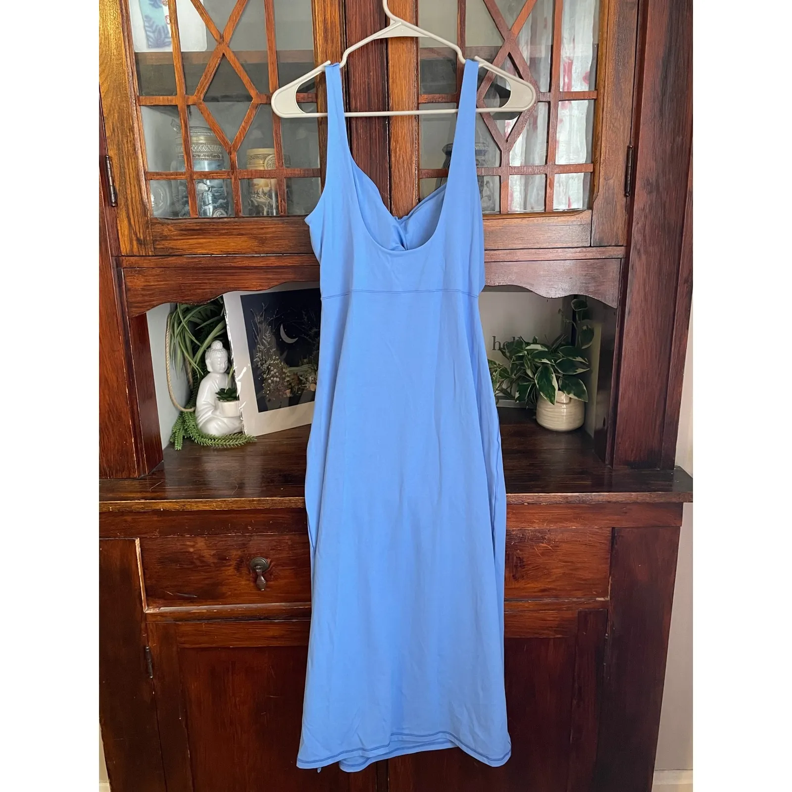 Offline by Aerie Blue Ruched Cutout Midi Dress Athletic Athleisure Large New - Image 3