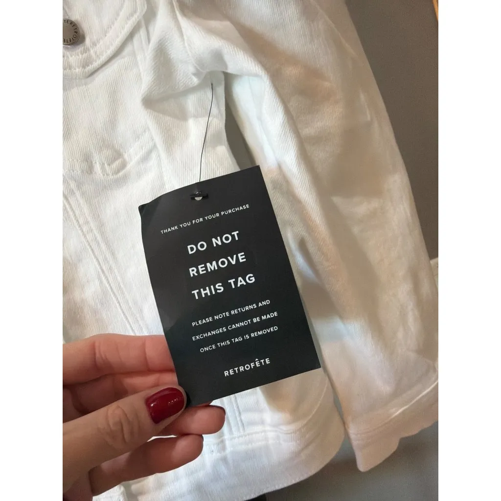 retrofete Ada Jean Jacket White Womens Size Small - Image 8