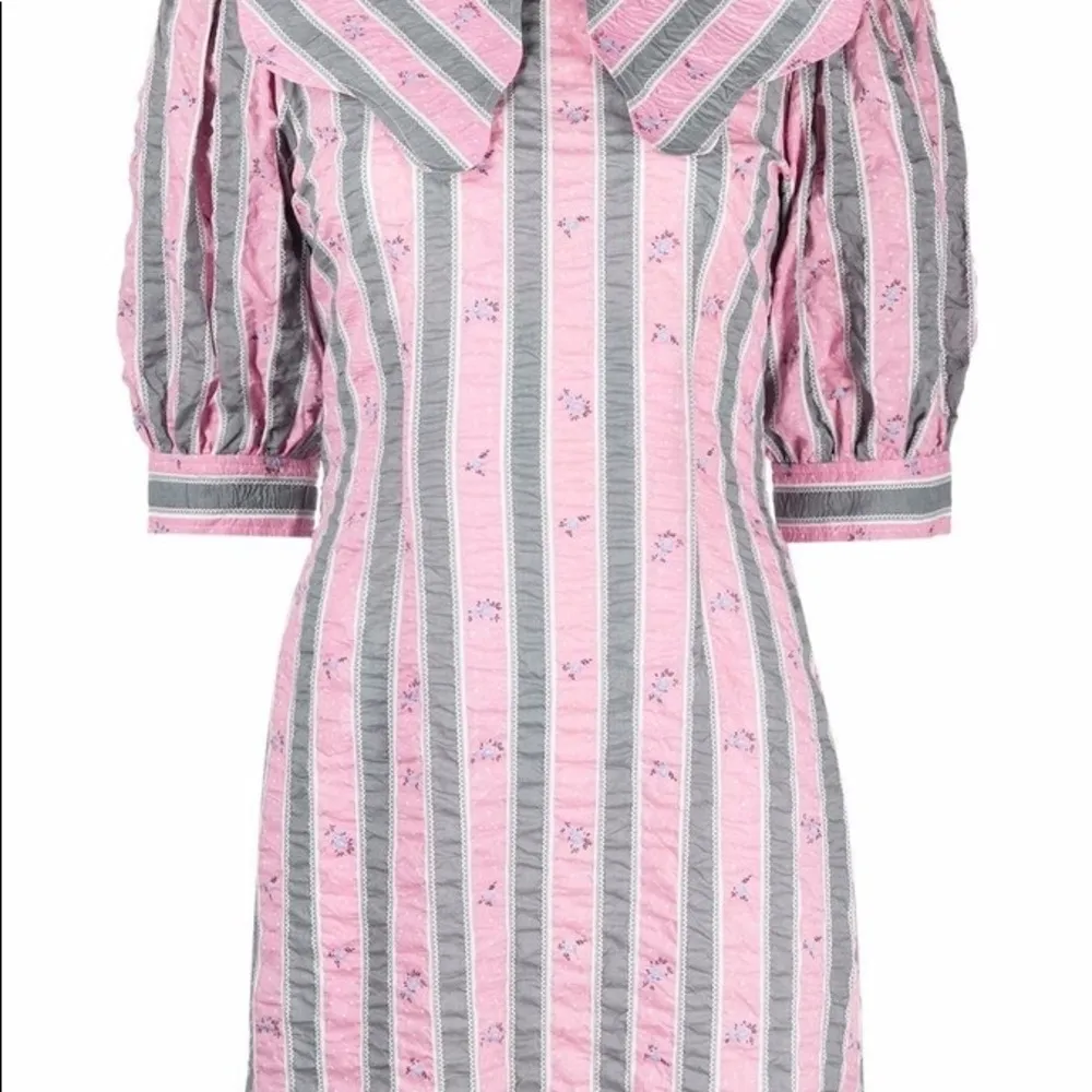 Ganni | Floral Striped Seersucker Dress | 32 - Image 7