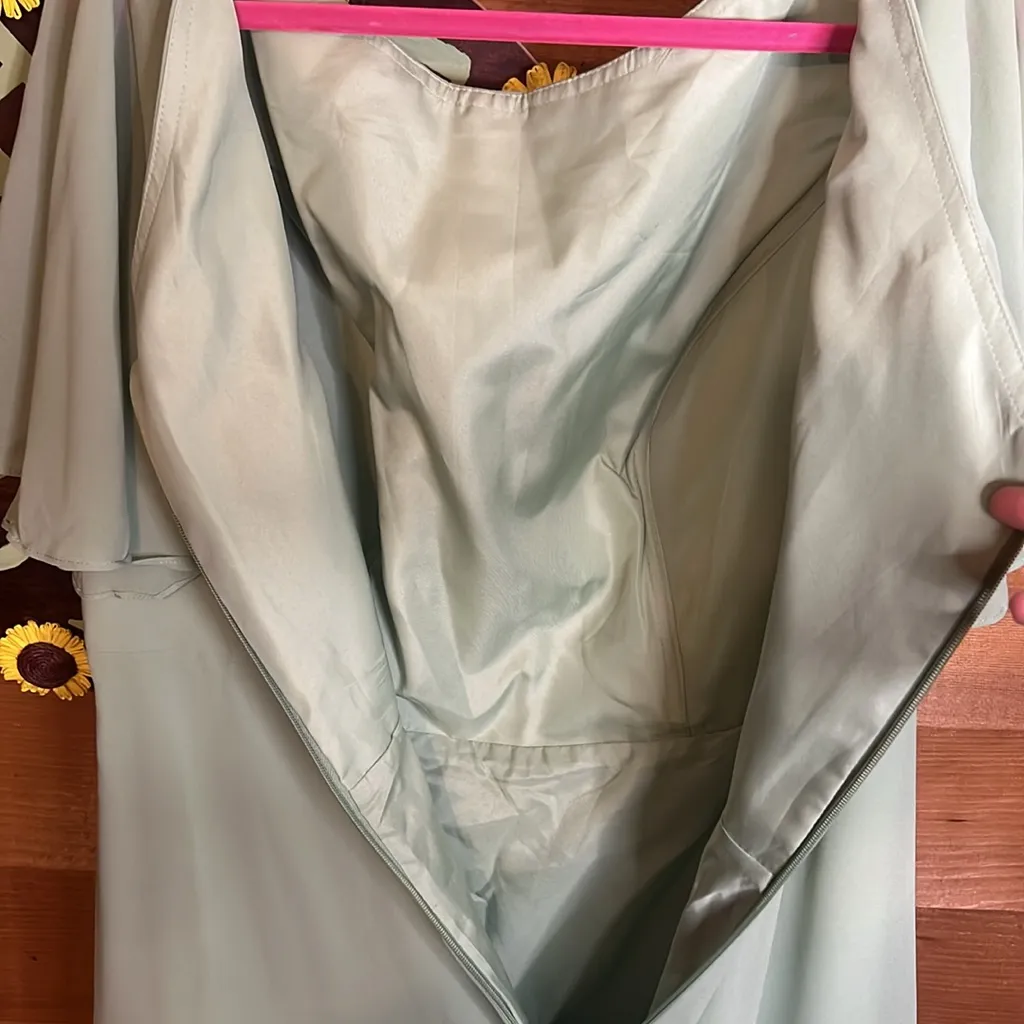 NWT Babaroni Yvette Bridesmaid Mother Bride Dusty Sage Green Flutter Maxi Dress Size 24 - Image 12