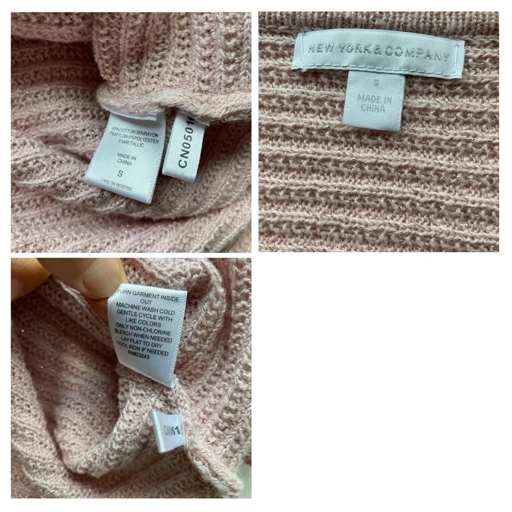 SOHO New York & Co Tunic Sweater Cable knit Pink Size Small V-neck casual - Image 4