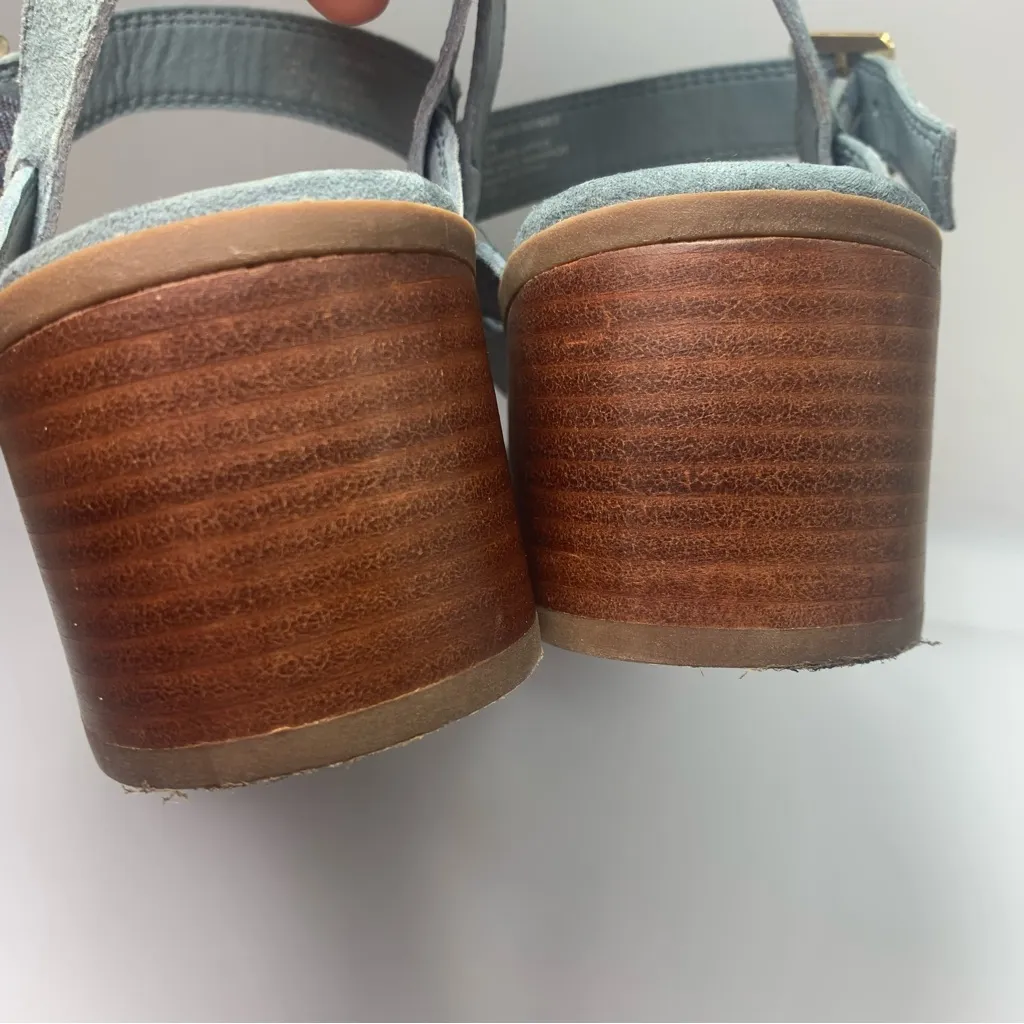 Steve‎ Madden Sandals Raymee Strappy Slingback Light Blue Leather Heels size 9.5 - Image 6