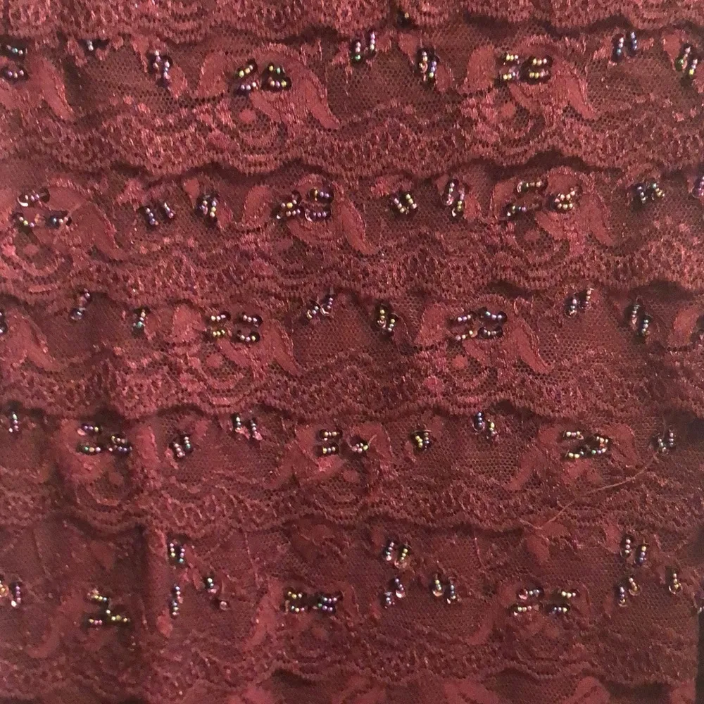 Women’s Burgundy Beaded Dress Size 10 - Image 3