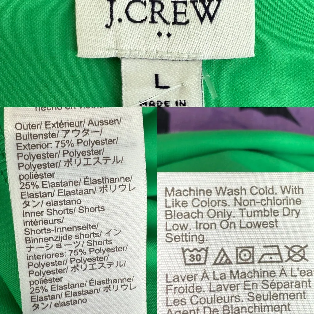 NEW J Crew Womens Dress Green Active Scalloped Edge Built In Bodysuit Size Large - Image 11