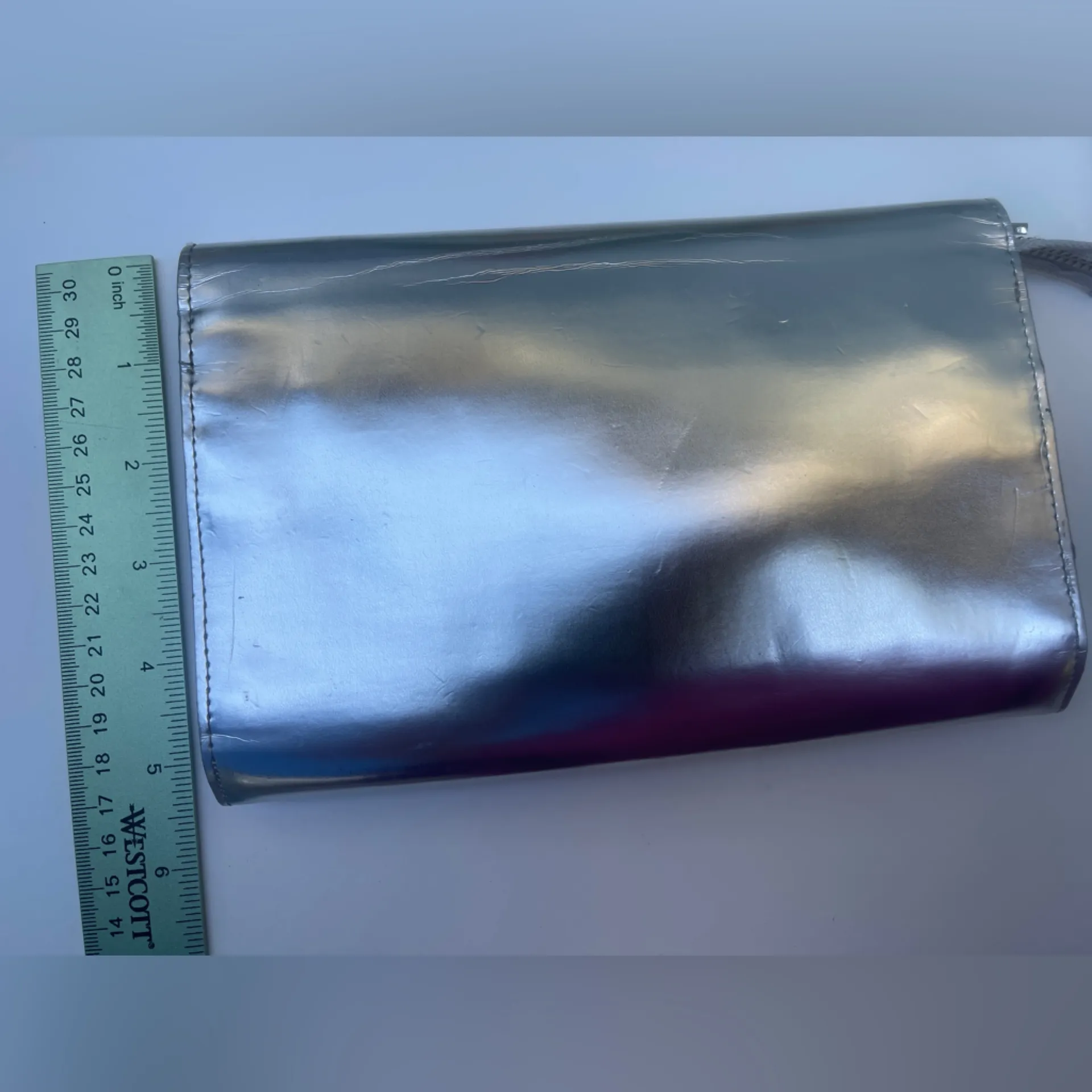 MARC JACOBS SILVER CLUTCH BAG PURSE envelope snap vintage retro 80s 90s glam - Image 7