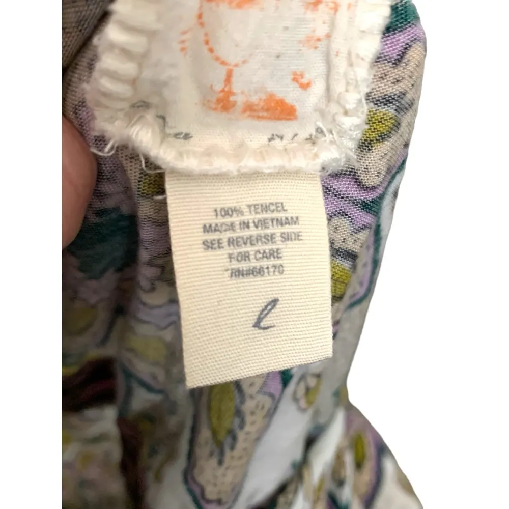 Anthropologie C. Keer bohemian wrap style paisley white tie tank top tunic - Image 9