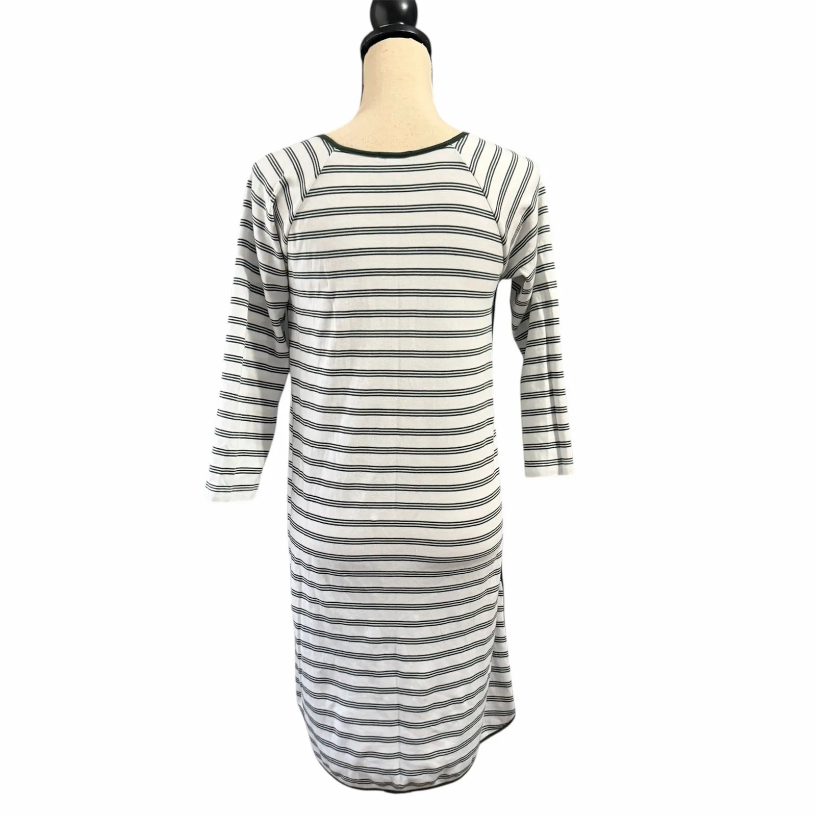 Lake Maternity Nightgown Pajama Nightshirt Green White Stripe Sz XXS Longsleeve - Image 3