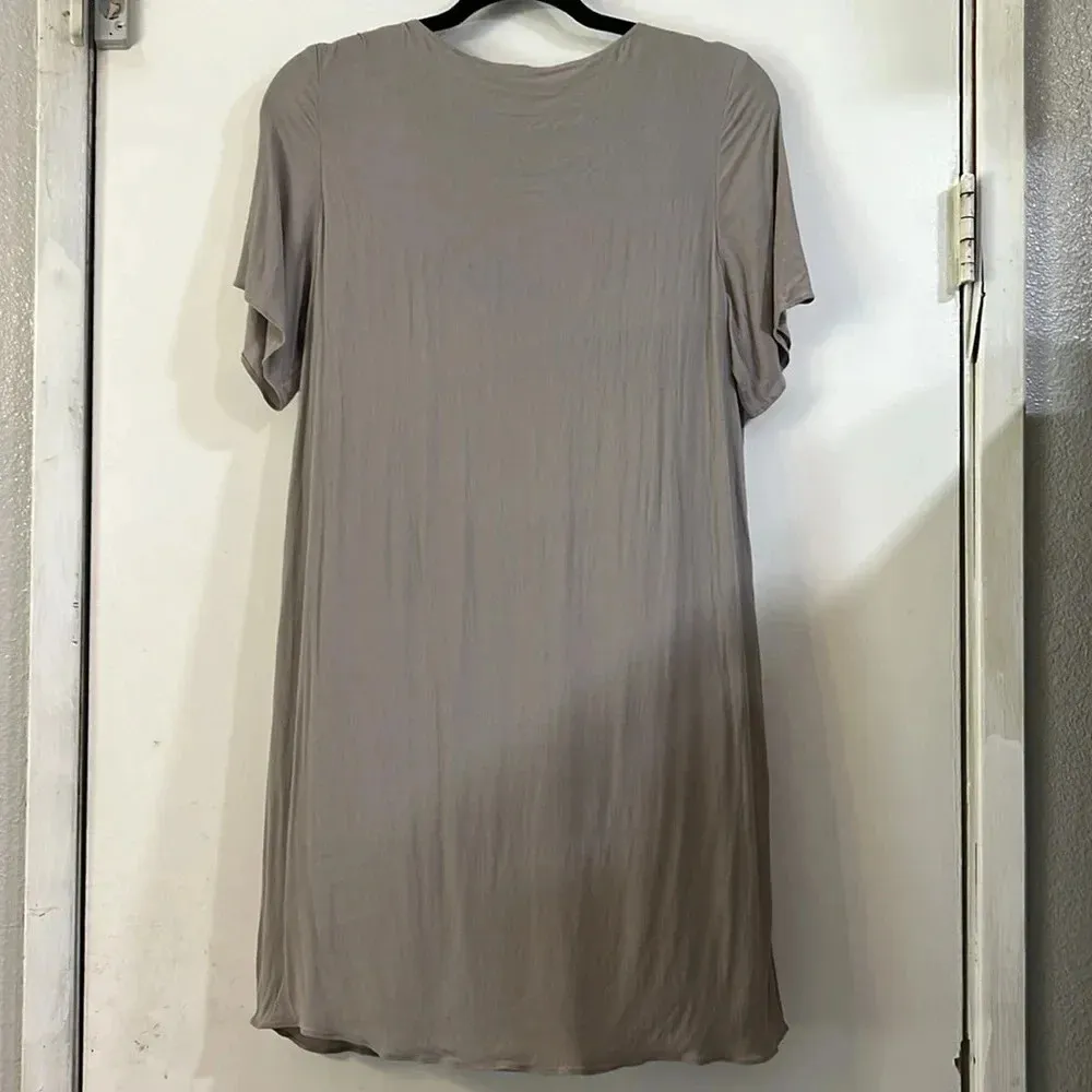 WILFRED FREE by ARITZIA Teigen Mini Shirt Dress in Lune L Taupe Gray Gauzy - Image 5
