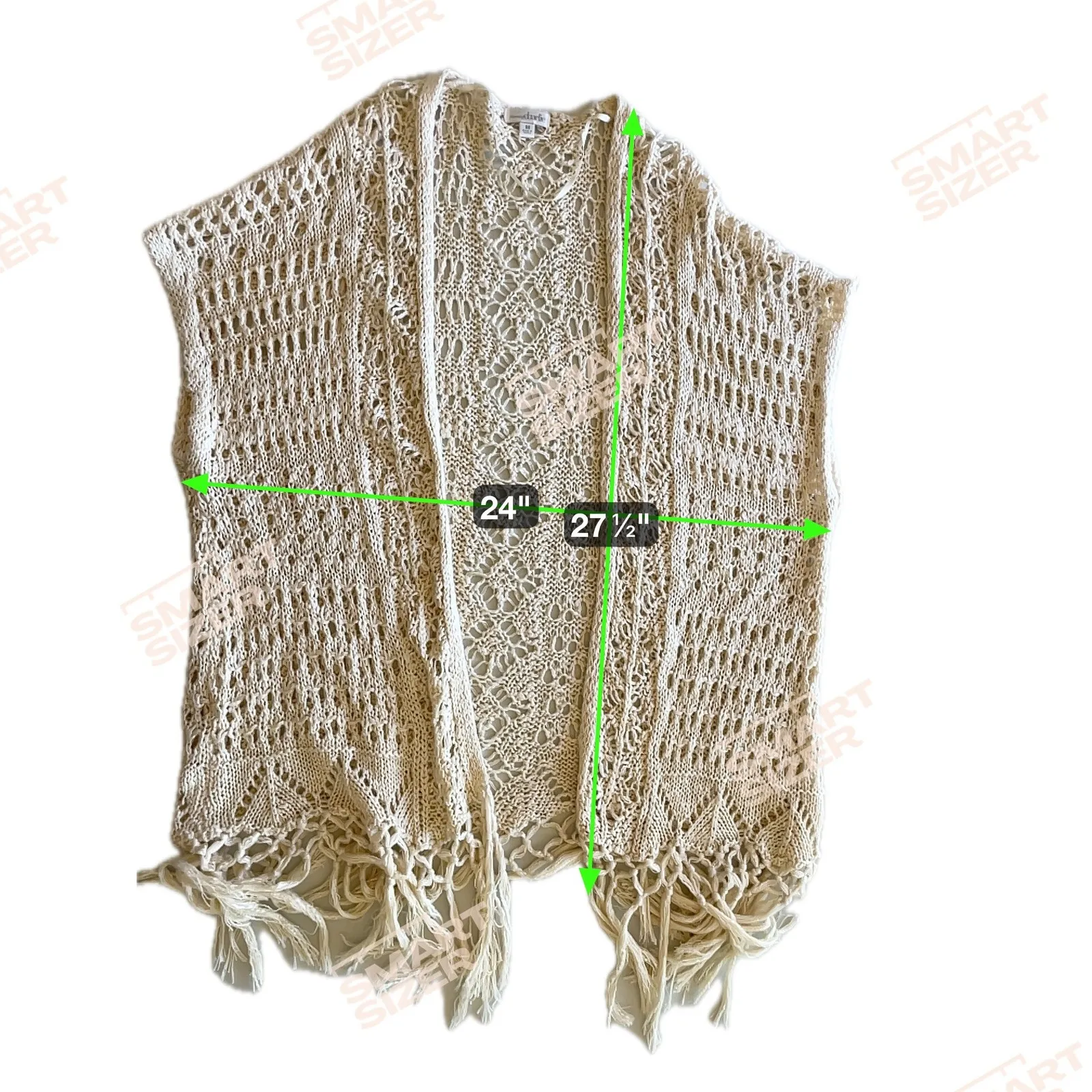 Womens‎ Crochet Cardigan Size M Cream Kimono Duster Fringe Boho Festival Layer - Image 8