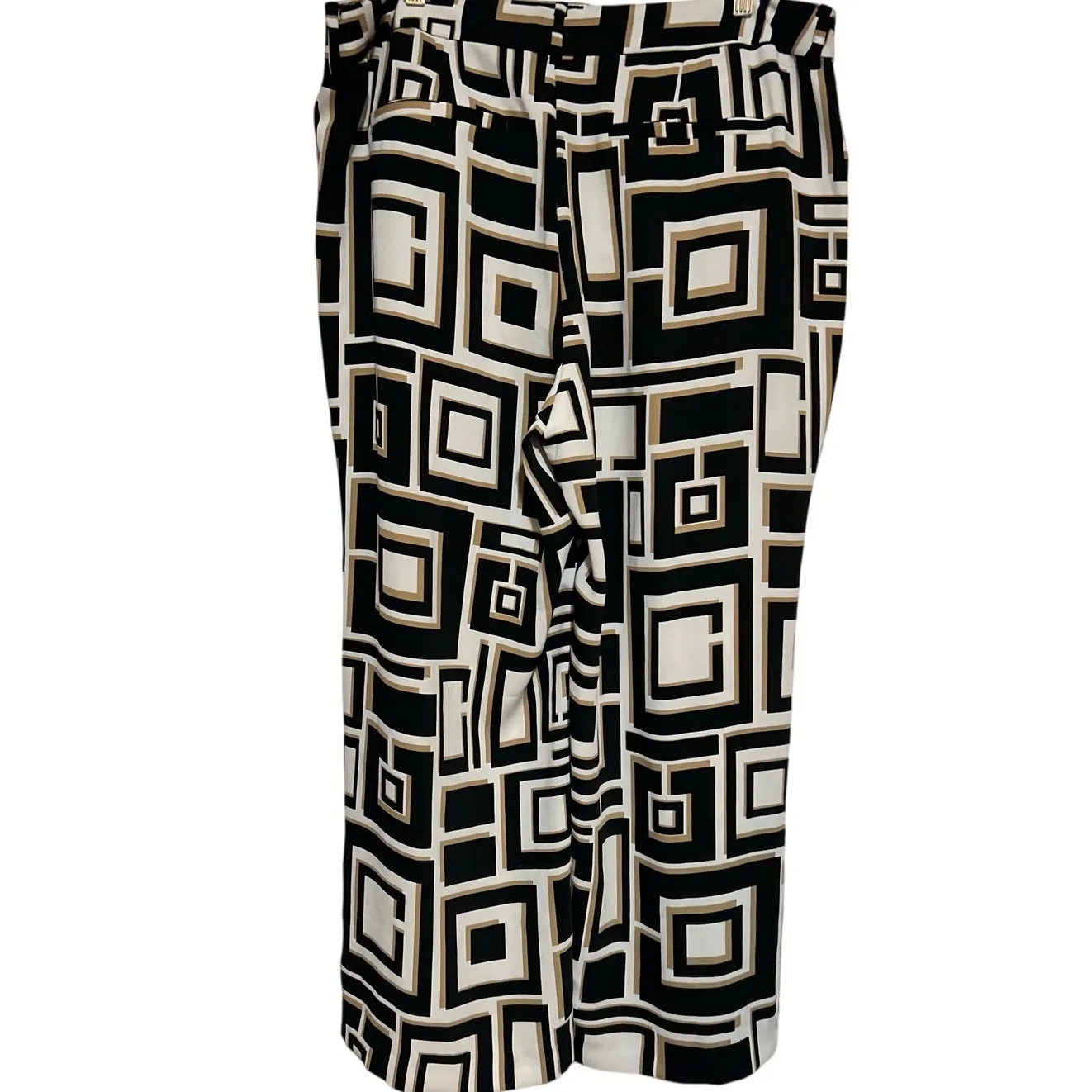 Chico's Women's Deco Square Print Black Gold White Wide Leg Pants Size 3 = 16 XL Size L - Image 2