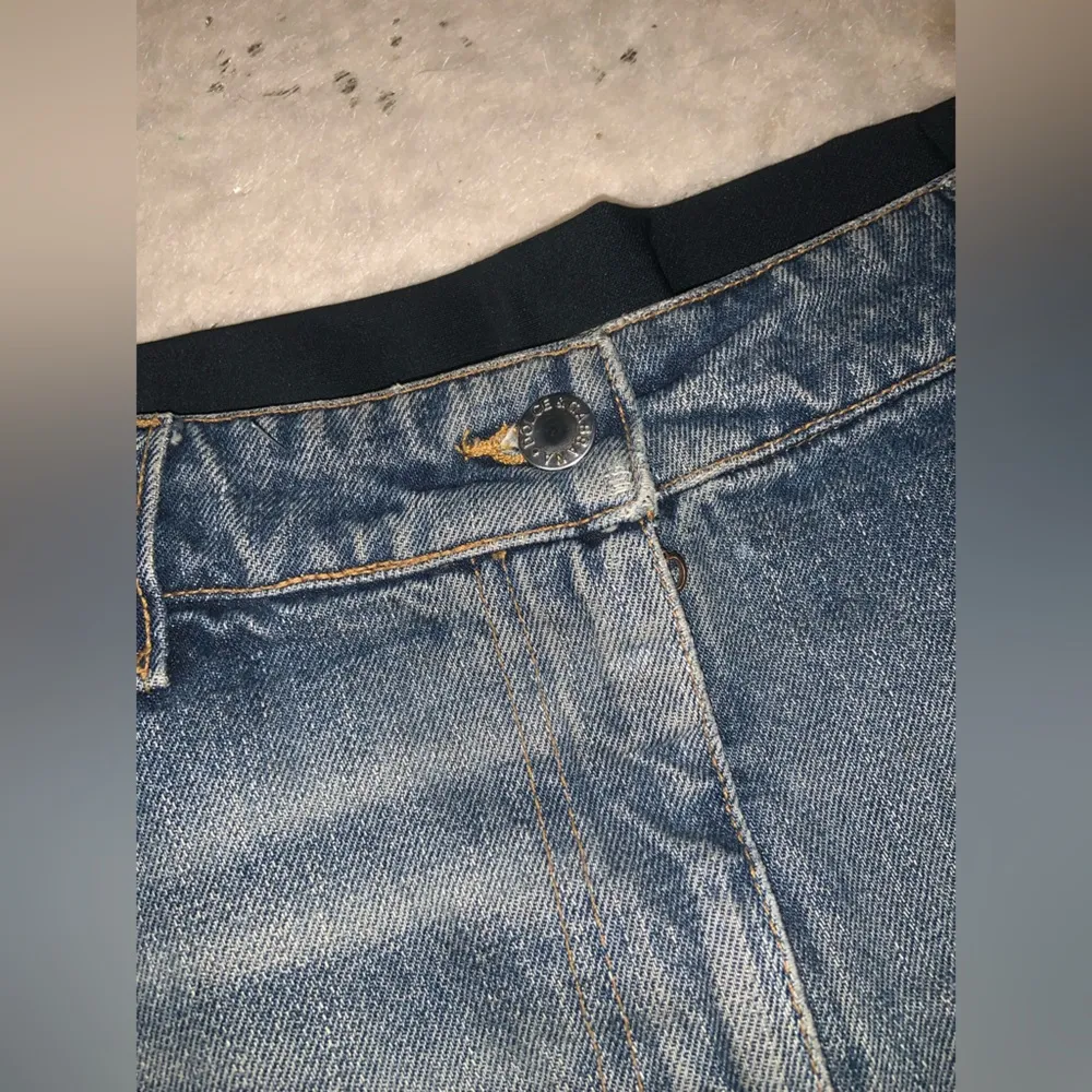 Y2k dolce & gabbana denim pencil skirt split black back with hook & loop detail - Image 2