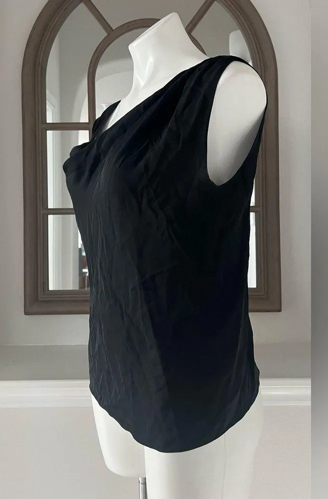 Theory Asymmetric Classic Silk Georgette Black Top, Size S New w/Tag Retail $275 - Image 6