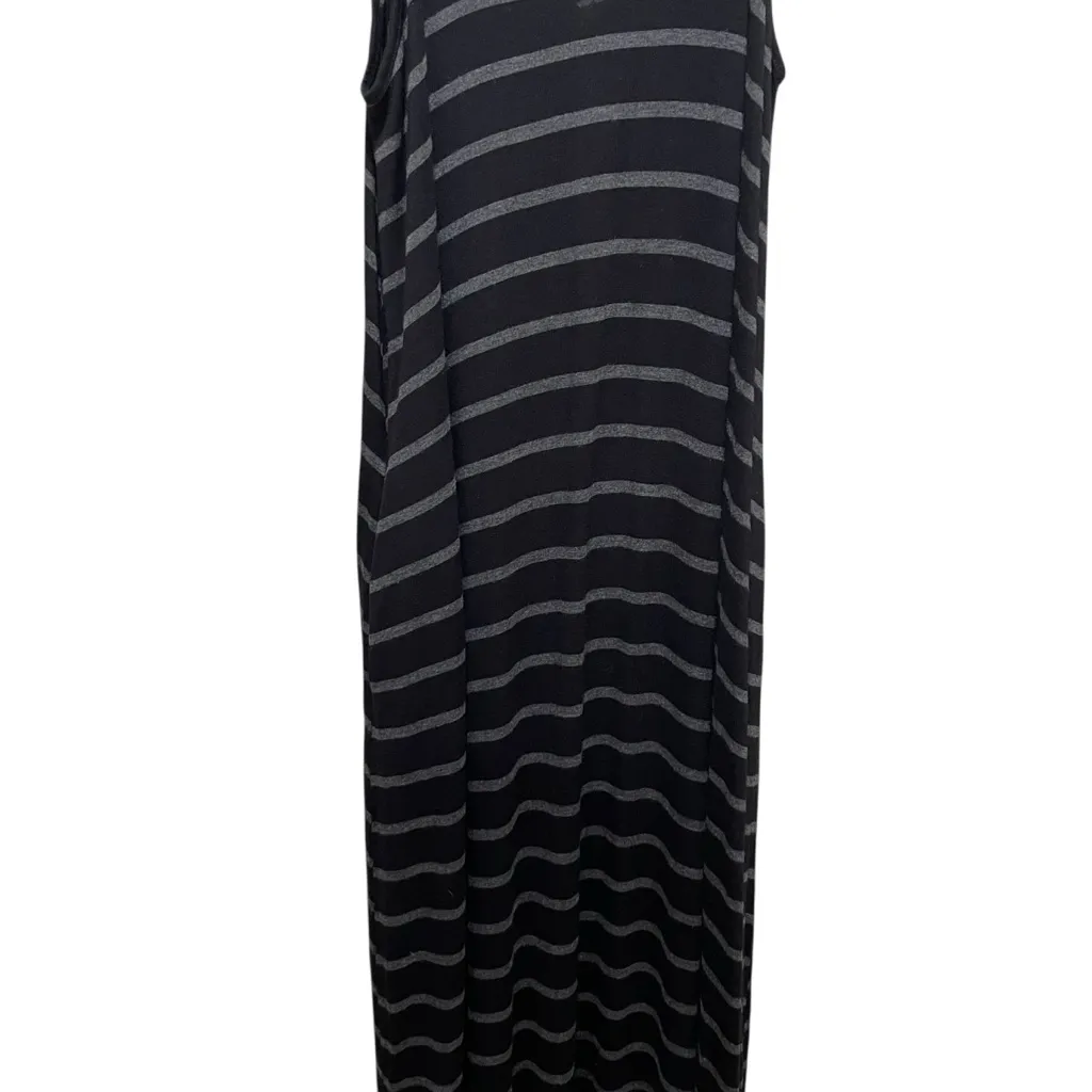 Zenana Premium Striped Spaghetti Strap Maxi Dress Black Gray Women’s Size Small - Image 3