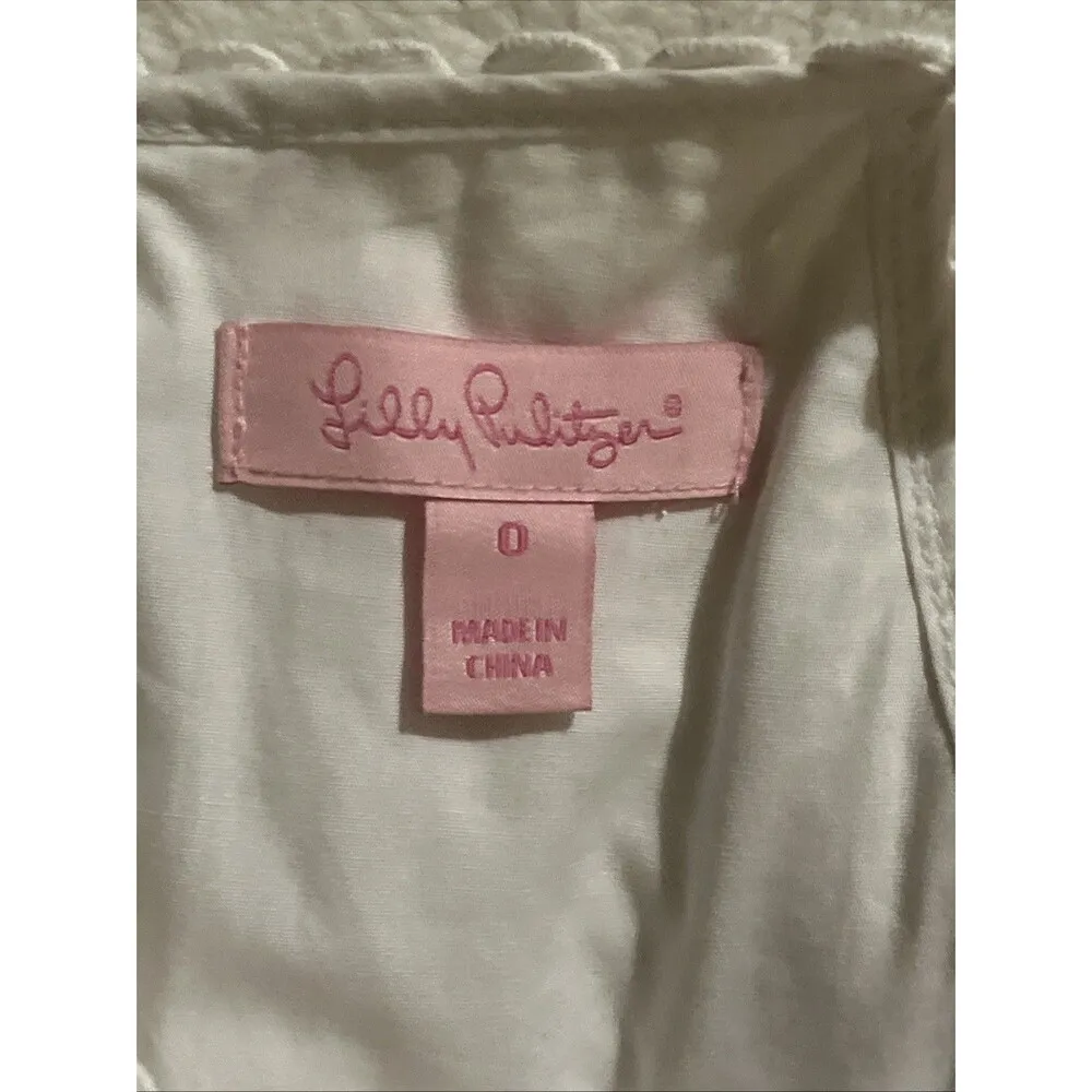 Lilly Pulitzer Shift Midi Halter Dress Eyelet Embroidery White Size 0 - Image 3
