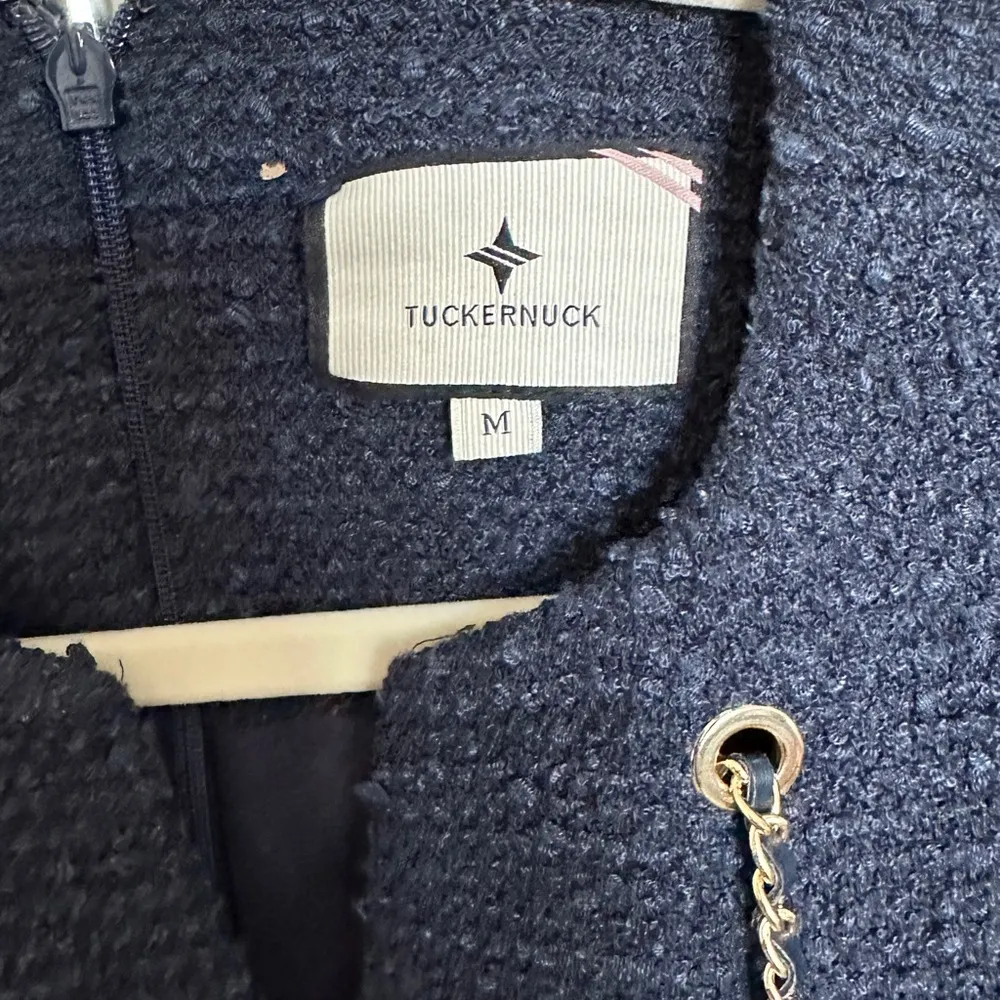 Tuckernuck Navy Tie Tweed Kelly Dress, Navy Blue Boxy Dress, Size Medium - Image 13