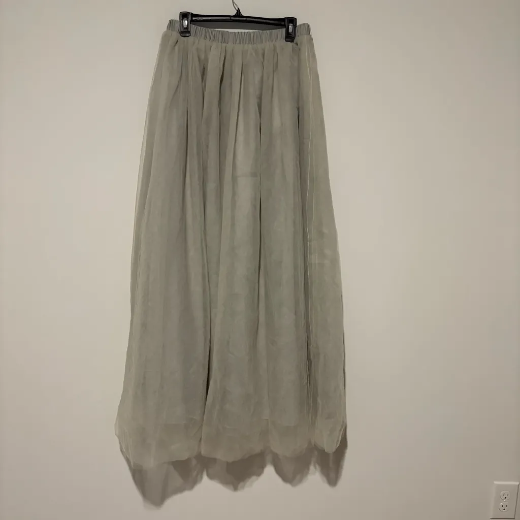 Lisong Tulle Midi‎ Skirt grey silver size 16 Gray - Image 2